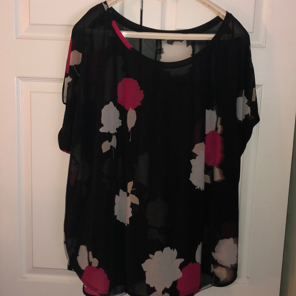 Lane Bryant Black floral sheer top